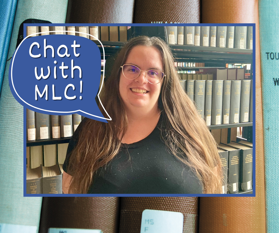Graphic titled "Chat with MLC!" featuring MLC Staff Maddie Klutts.