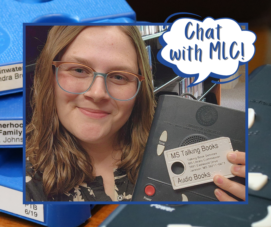 Graphic titled "Chat with MLC!" featuring MLC Staff Miranda Loper.